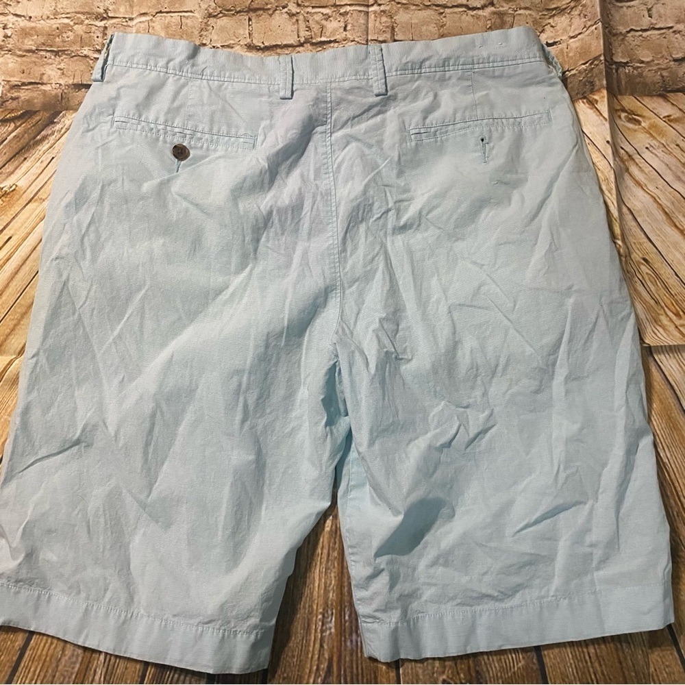 J Crew Blue White Striped Cotton Revington Flat Front Shorts - Picture 3 of 5